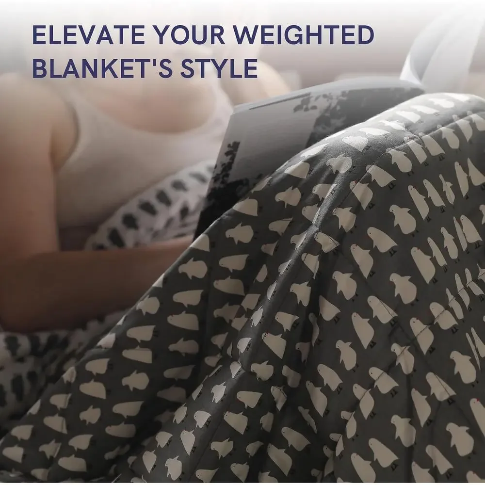 YnM Weighted Blanket Duvet Cover Penguin 41x60 Cotton Zipper Kids Removable NEW